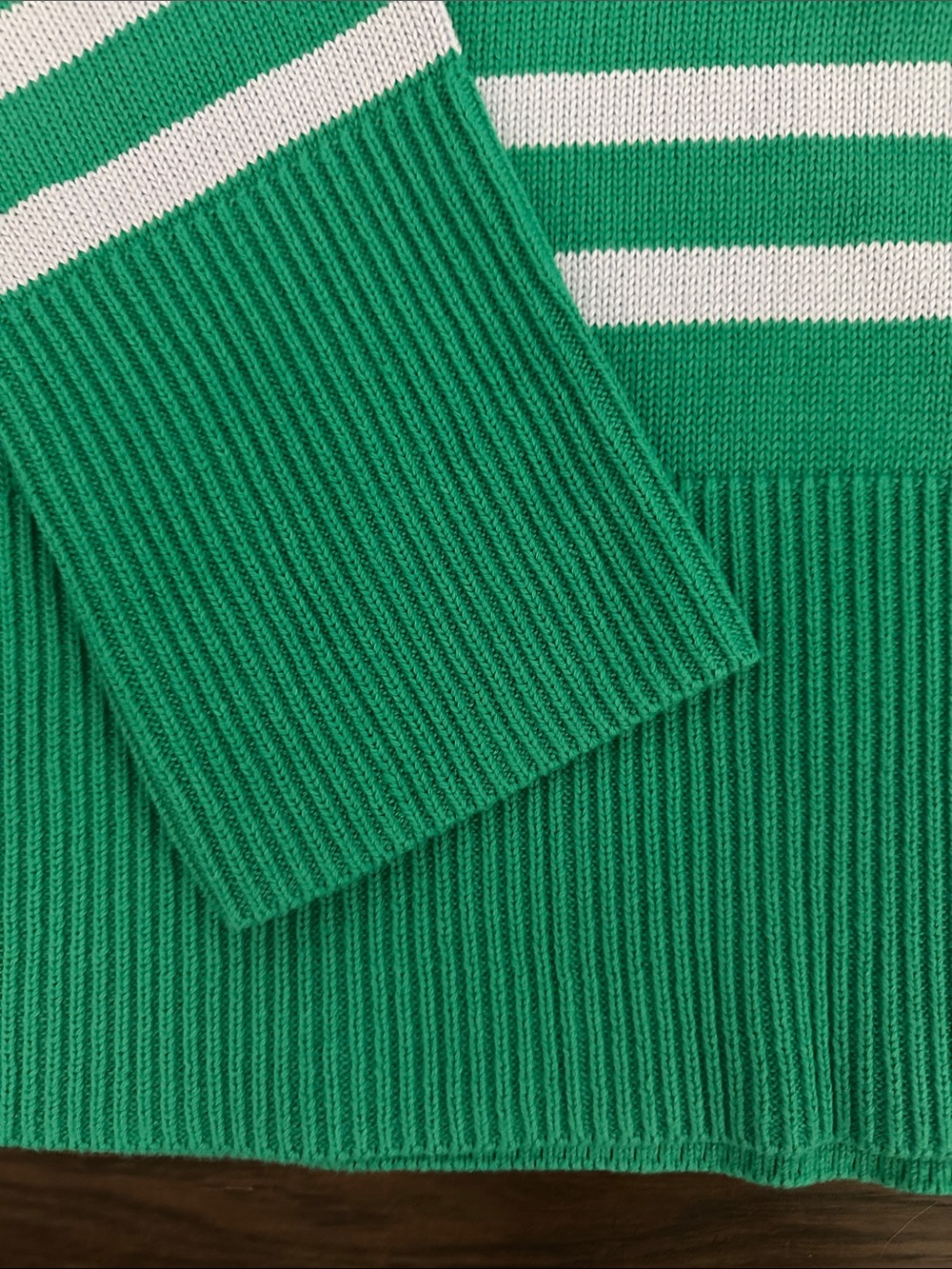 GAP 24/7 Split Hem Striped Cotton Sweater Green Blue M Tall NWOT - Picture 8 of 10